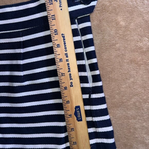 J Crew Women 8 Navy Cream Striped Pleated Cotton Nautical Zip Side Shorts (U) - Picture 5 of 8